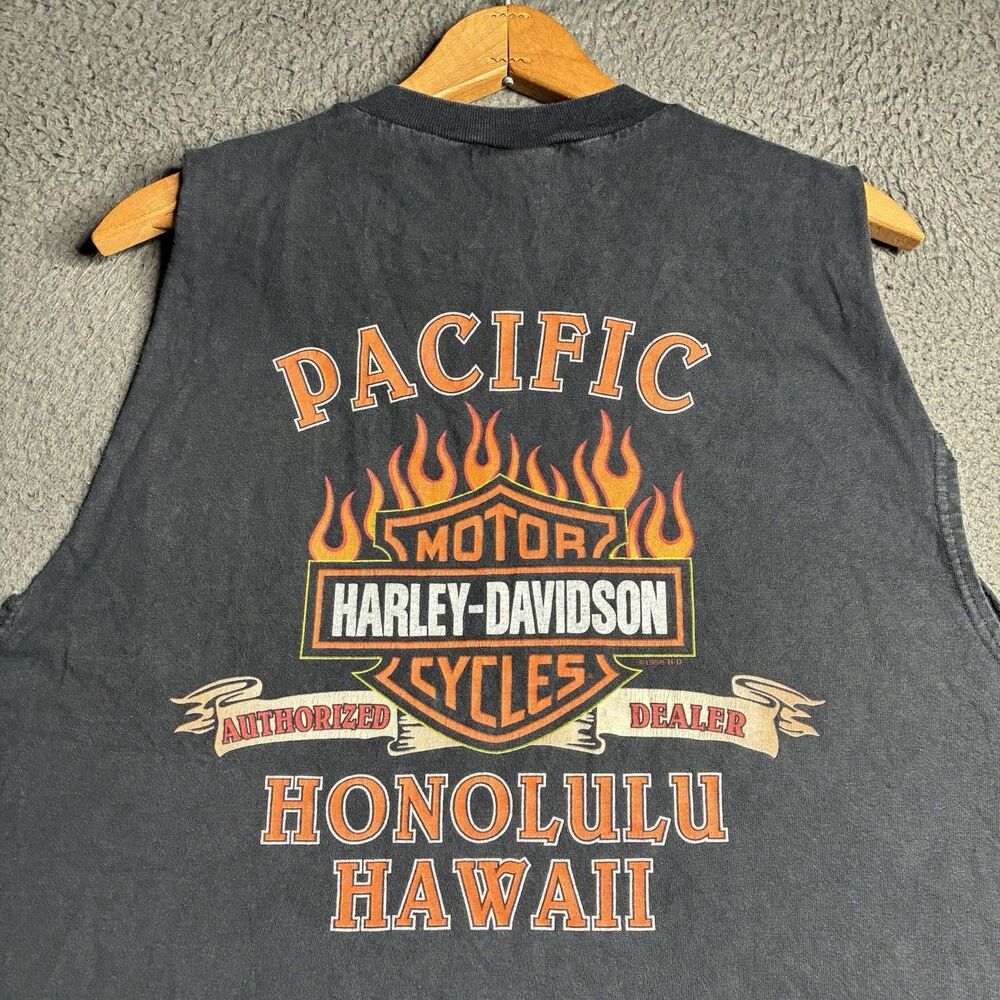 Vintage Harley Davidson Hawaii Flame Eagle T Shirt Burnoout Sleeveless Grunge